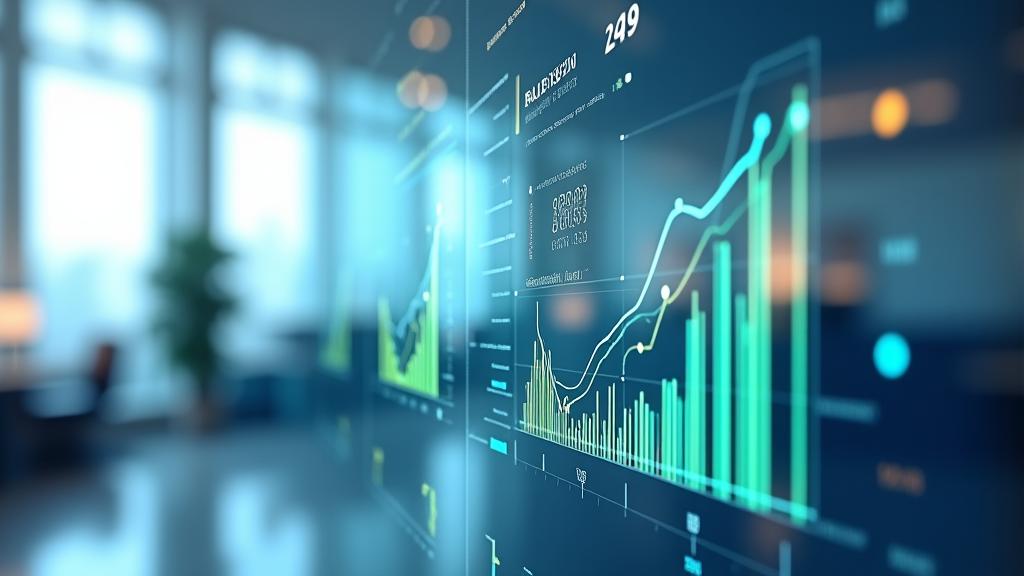 Graph and charts depicting upward trends and positive business metrics, symbolizing successful AI implementation and growth across various industries.