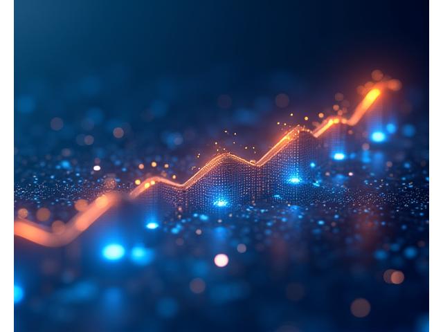 Abstract representation of strategic growth and data analysis with interconnected nodes and ascending lines